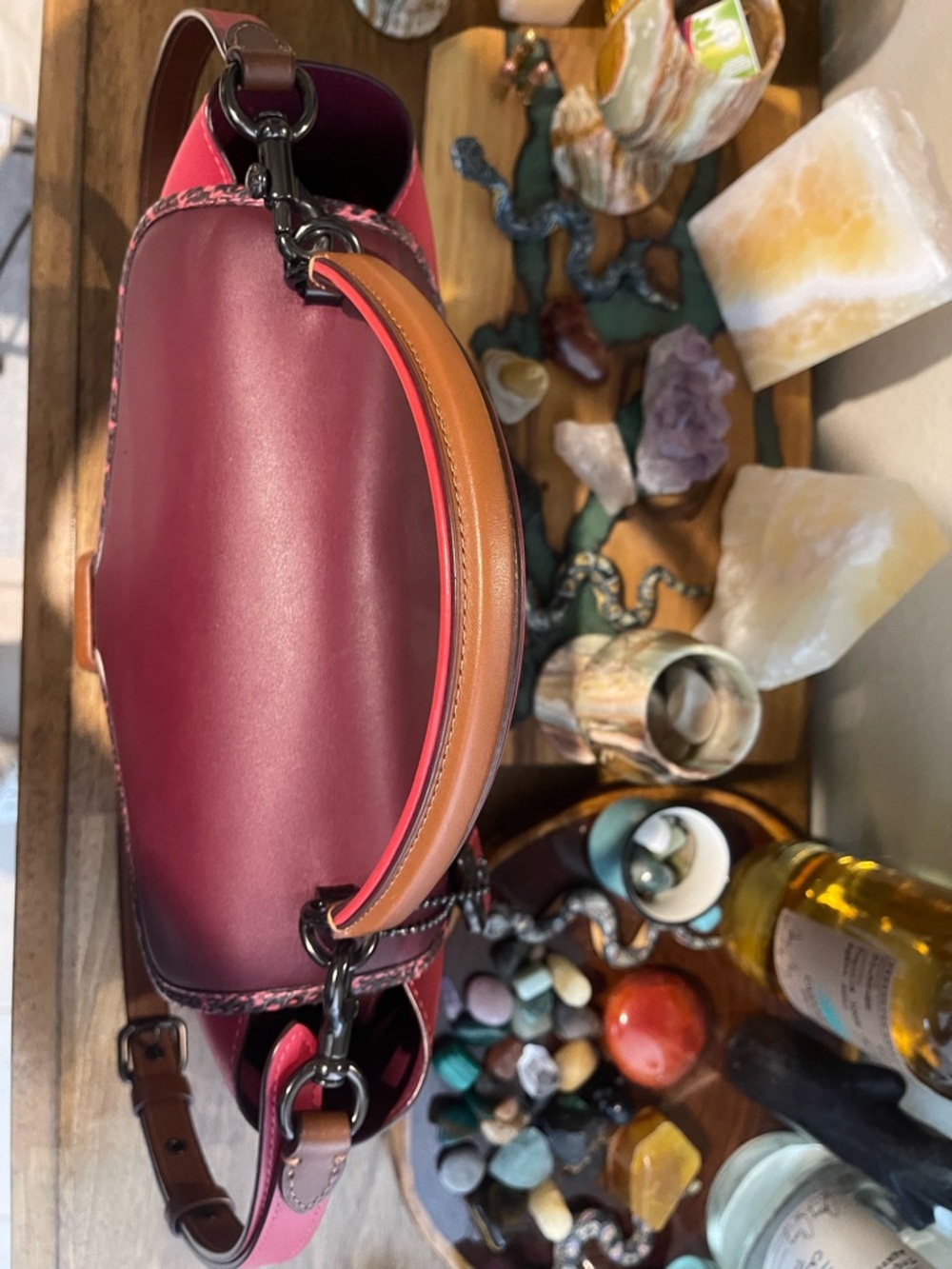 Preloved Coach Women's Top-Handle Satchel in Burgundy and Pink - Picture 4 of 9
